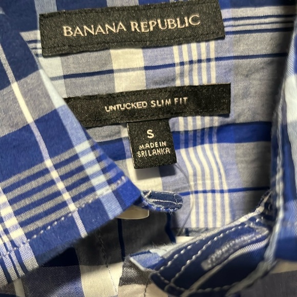 Banana Republic Blue Plaid Men's Shirt - Picture 2 of 7
